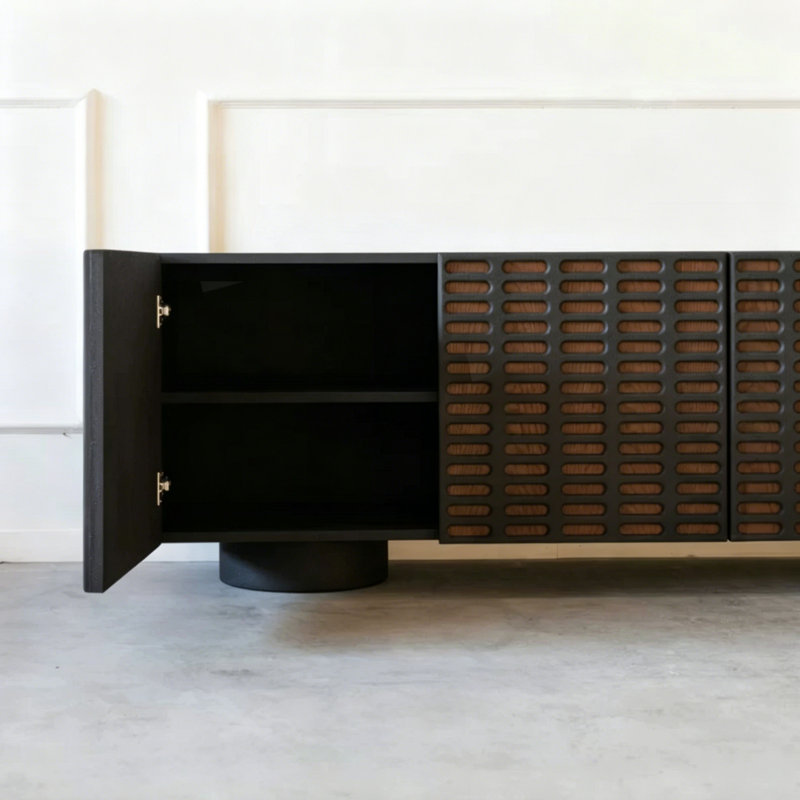 Meuble télé avec rangement de style français, Noir