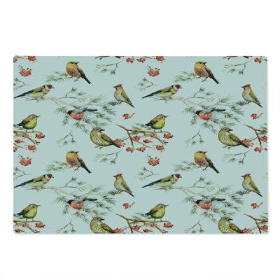 Ambesonne Animal Cutting Board Large Size Colorful Forest Birds Multicolor