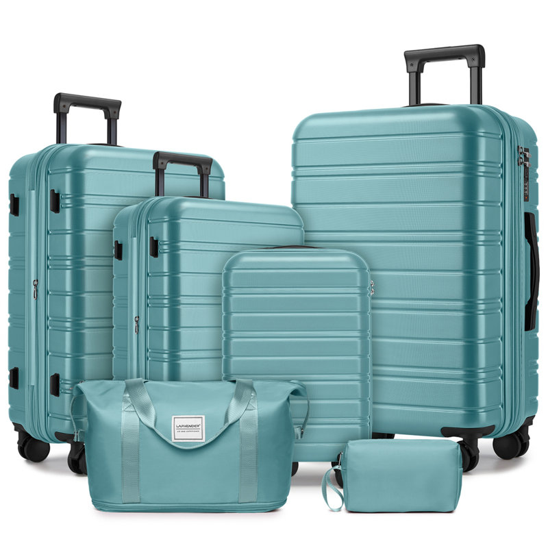 Ensemble de 6 valises avec sacs de voyage, valises rigides extensibles avec roulettes