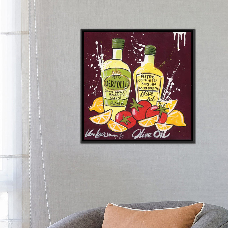 «Olive Oil», impression sur toile, Toile encadrée noire, Pas de tapis, H 18 po x l 18 po x P 1,5 po
