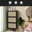 Étagère à chaussures en rotin 3 portes, armoire de rangement pour chaussures moderne autoportante, pour vestibule-22843817