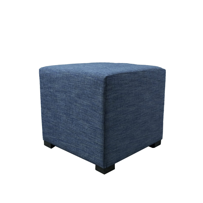 Zaylee Upholstered Ottoman, Denim Polyester Blend