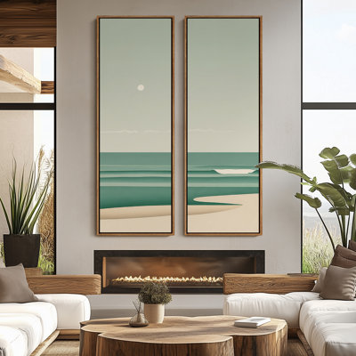 «Vintage Landscape Wall Art», ensemble de 2 toiles encadrées 20 x 60 pouces