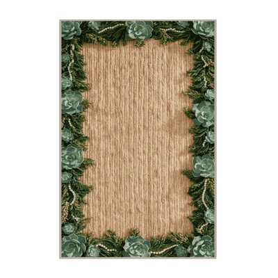 Machine Washable Botanical Brown Area Rug
