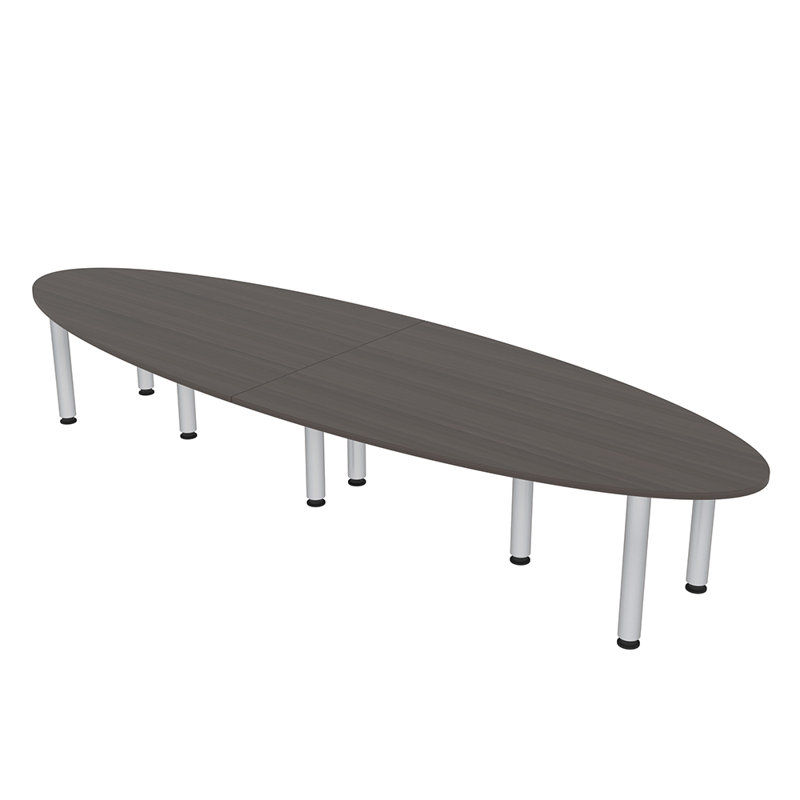 Table de conférence ovale 6 pieds avec pieds, L 30 po x l 120 po x P 48 po, Gris clair, Argent argent
