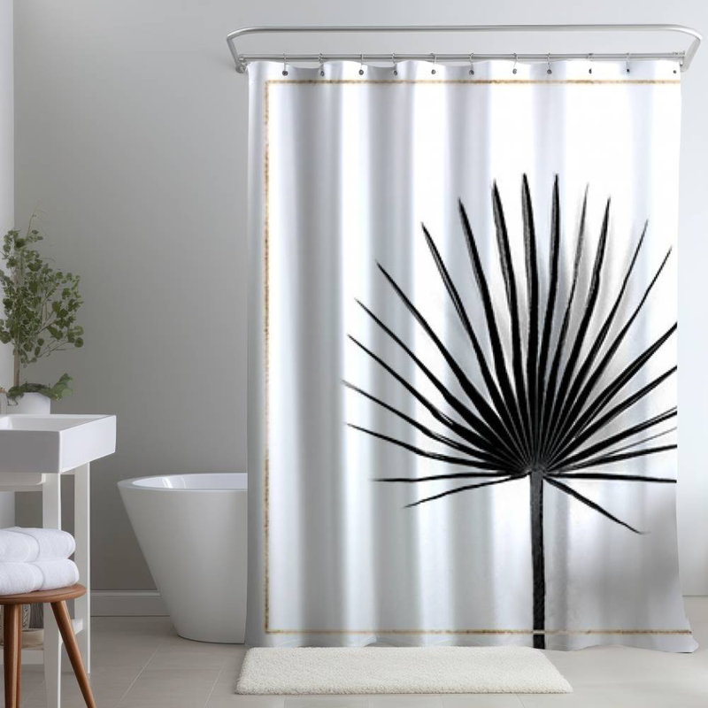 Shower Curtain FL303 – Polyester Shower Curtain, Dye Sublimation Print, 71" W × 74" L, Gold Line