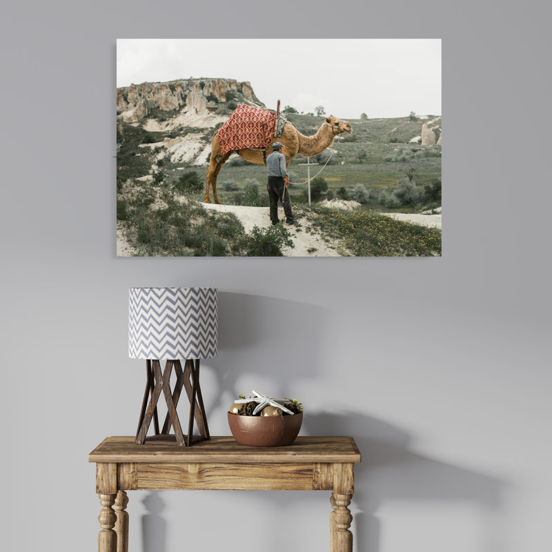 Elderly Man with a Camel in Cappadocia, 8" H x 12" W