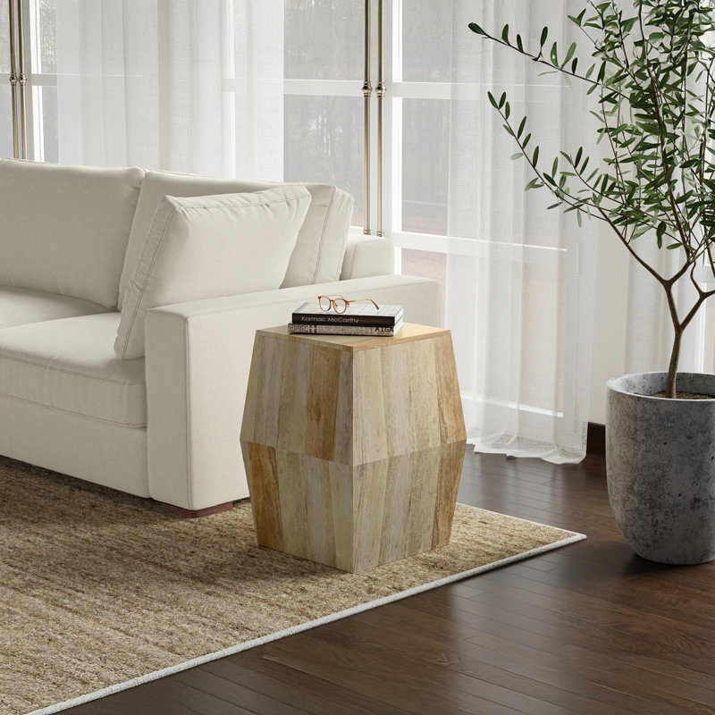 Table d'appoint en bois de manguier massif l 16 po Terry, Naturel