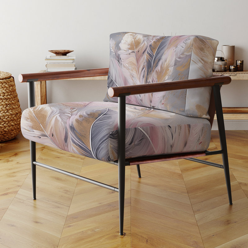 Fauteuil rose rembourré Glam Wanderlust, Doré