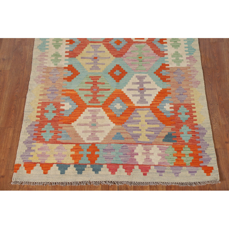 Tapis géométrique en laine Kilim