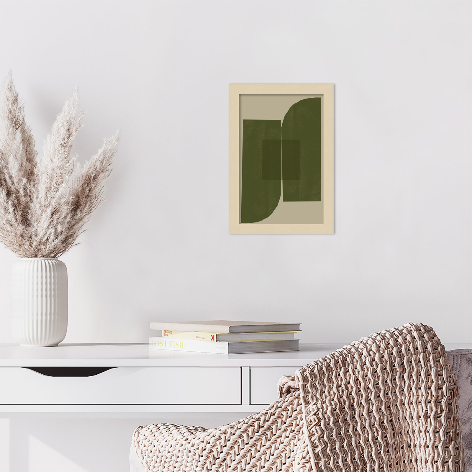 Green Composition 2 by The MIUUS STUDIO Wood Framed Wall Art Print, 13" H x 9" W, Brown