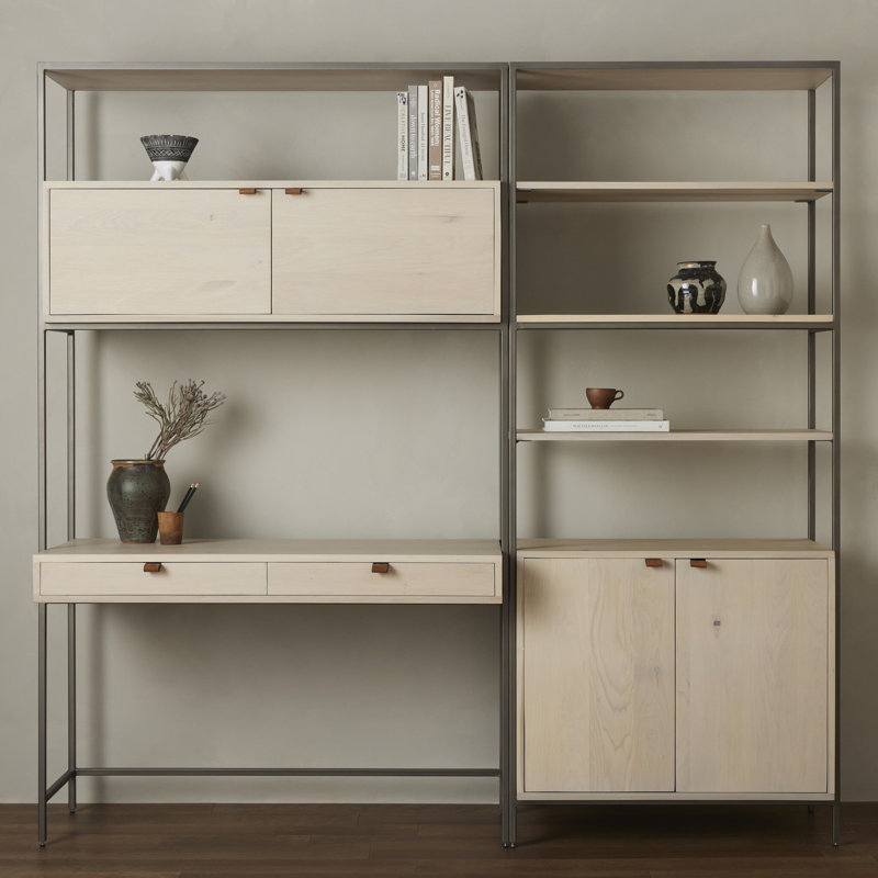 Trey Modular Bookcase Wall Desk, Dove Poplar