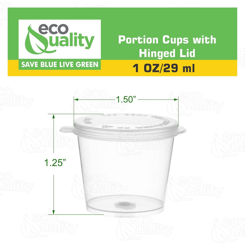 Tasses à portion en plastique 1 oz avec couvercle à charnières Ecoqualité