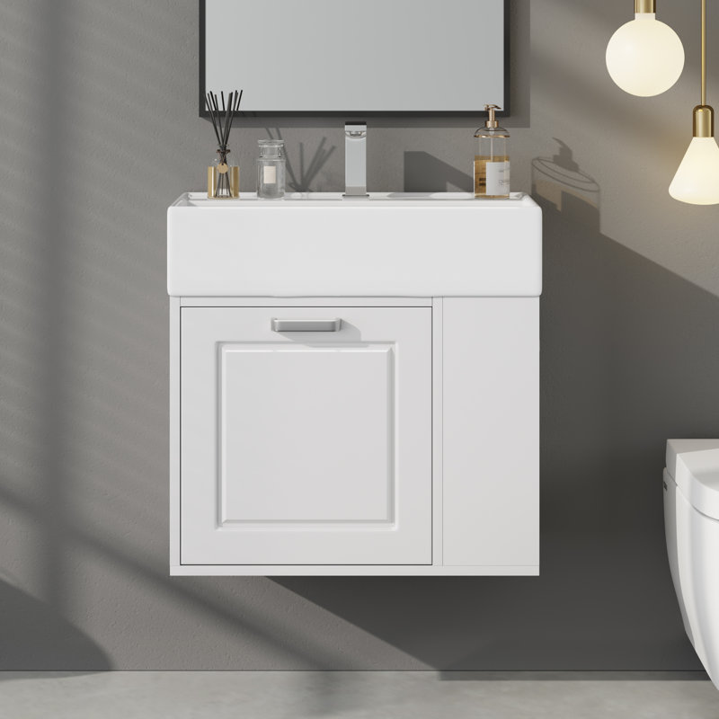 Meuble-lavabo mural 21,8 po avec lavabo intégré, Blanc