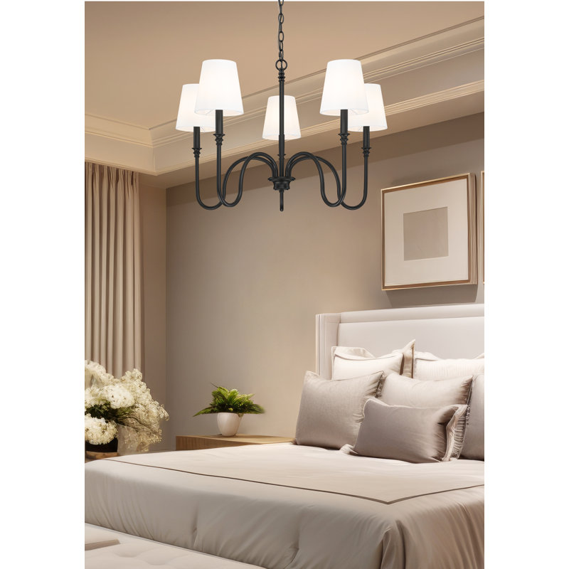 Lustre 5 lumières noir mat Jisele, Noir mat