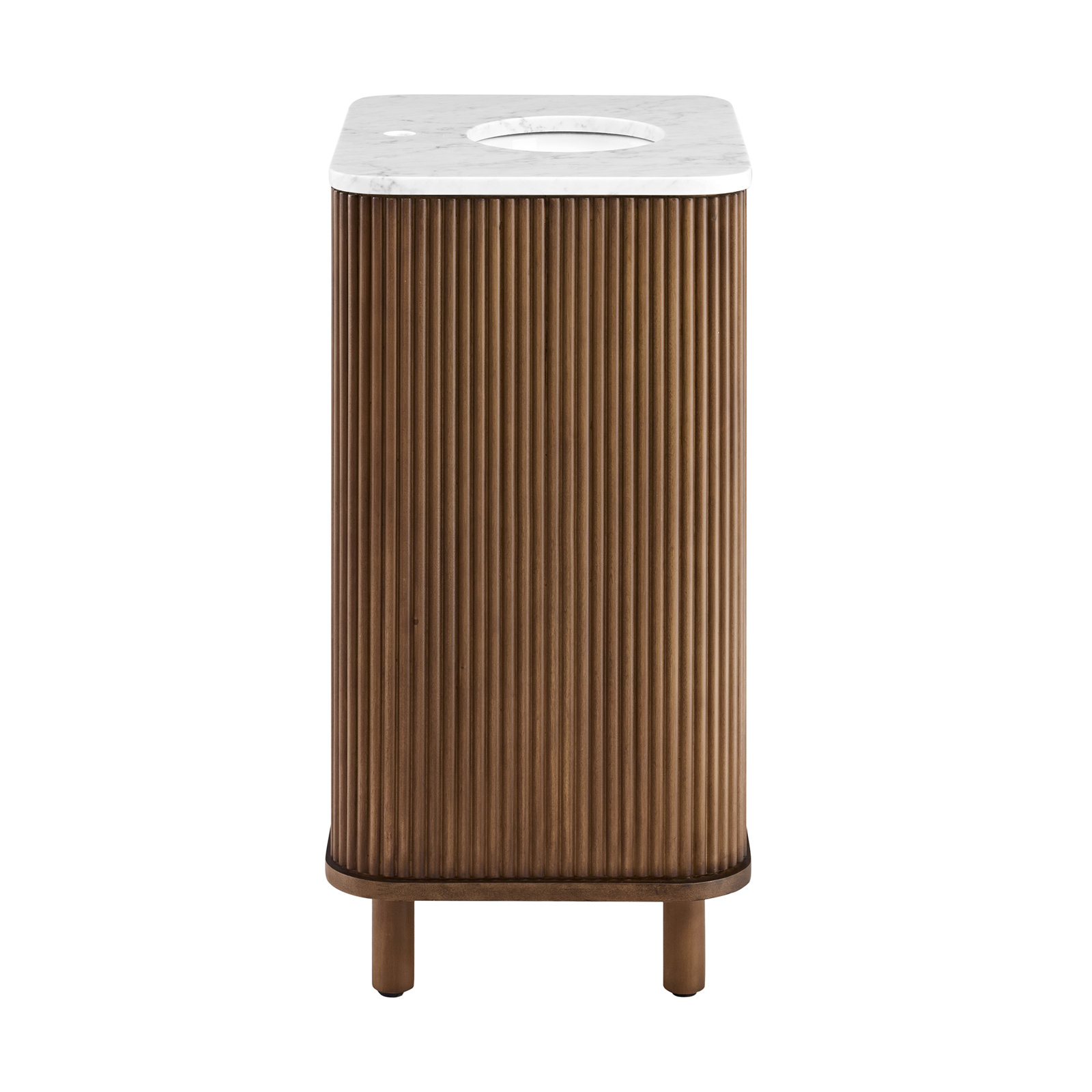 Nova 24" Carrara Marble Single Bathroom Vanity, Brown Reeded