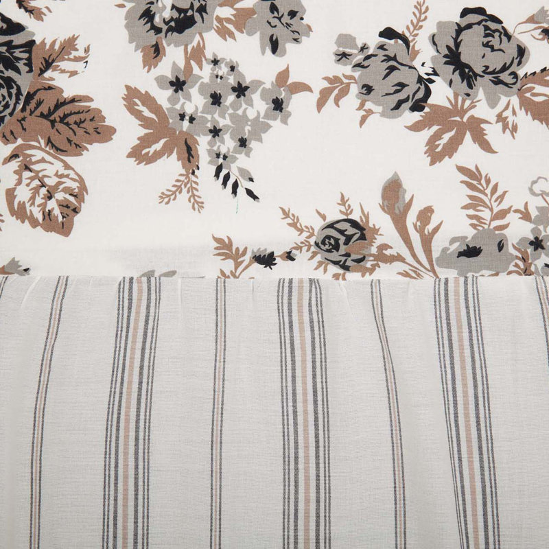 Annie Portabella Brown Floral Ruffled Farmhouse Shower Curtain 72x72