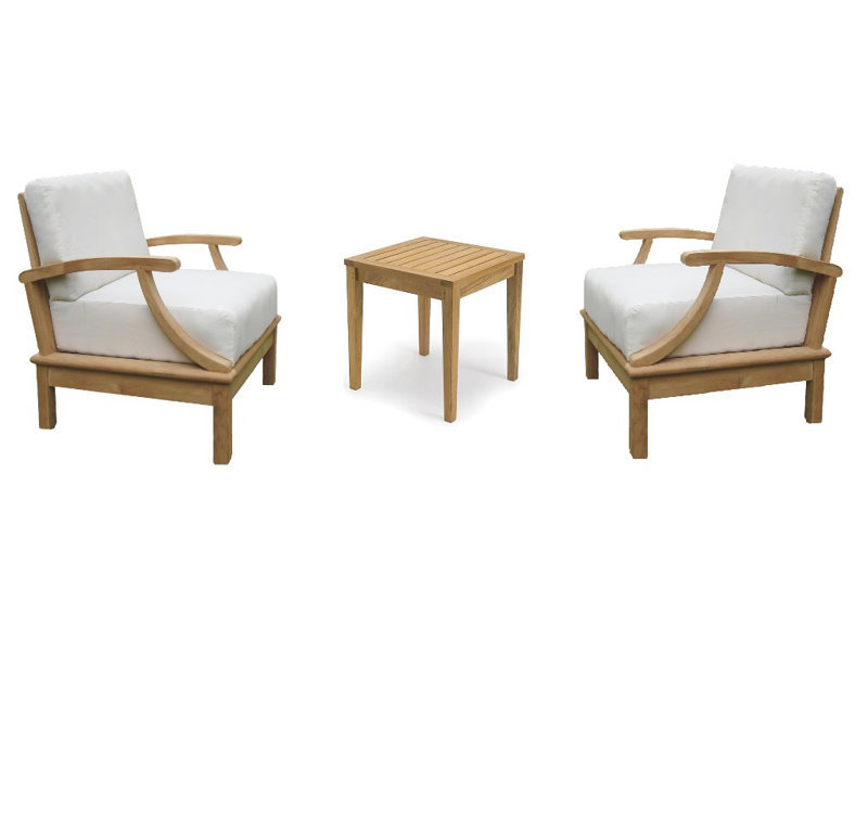 Natural Teak Lounge Chair Set with Sunbrella Cushions
