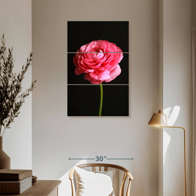 Renoncule rose moelleux Harnek, H 57 po x l 36 po