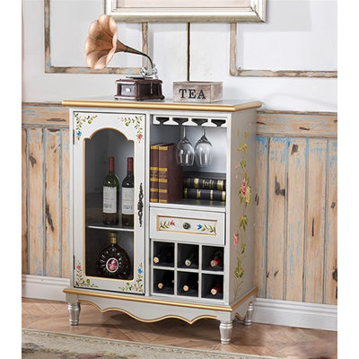 32.28" Silver Rectangular Solid Wood Wine Racks
