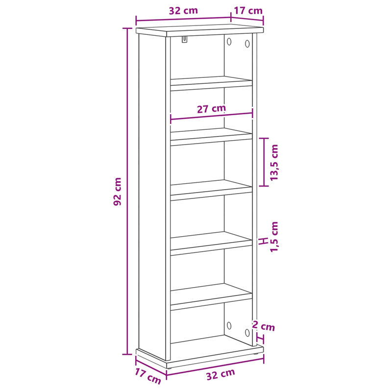  CD Cabinet Engineered Wood Media Storage Solution Modern Furniture Home