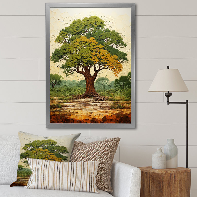 Baobab Majesty - arbre, art mural africain, Cadre photo argenté, H 32 po x l 24 po x P 1 po