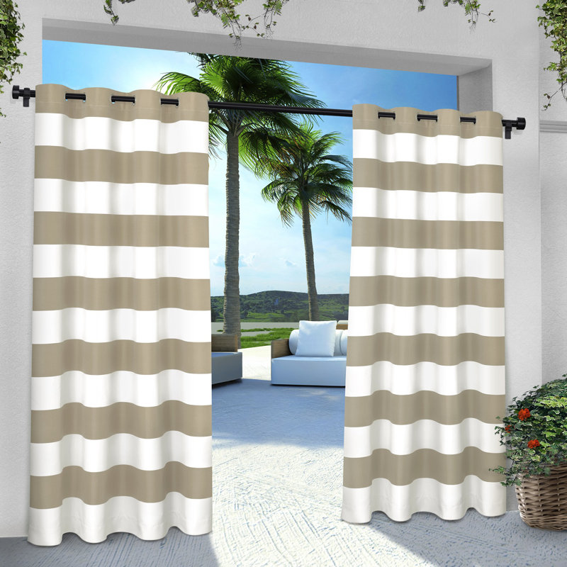Panneaux de rideaux semi-transparents rayés avec œillets Agim, L 54 po x L 84 po, Taupe