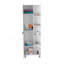 Armoire de coin en lin, cinq tablettes extérieures, une porte, quatre tablettes intérieures - blanc-131184387
