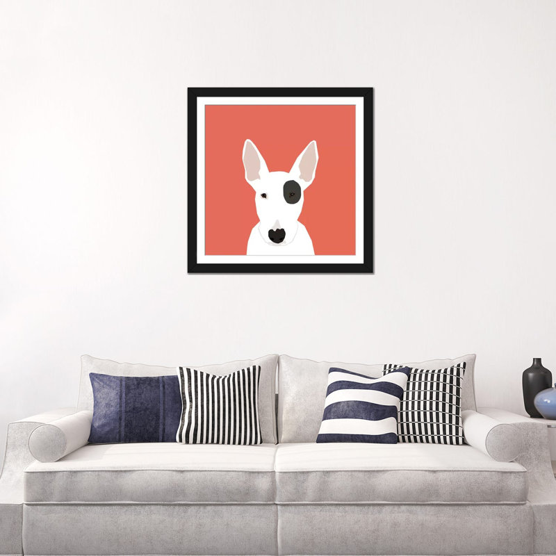 Bull terrier, impression sur toile tendue, H 24 po x l 24 po x P 1 po, Papier d'art encadré noir, Blanc