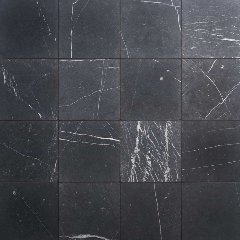 Avanti 12x12 Tumbled Marble Tile, Nero Marquina