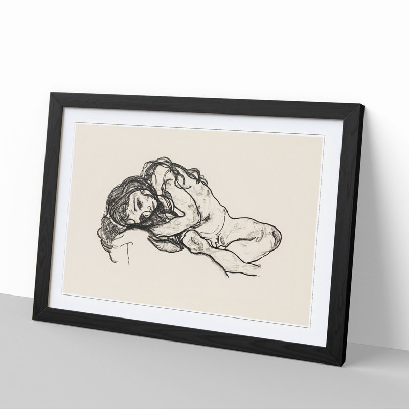 Portrait of a Woman Vol.4 by Egon Schiele - Picture Frame Painting, Black Framed, 48cm H x 65cm W x 2cm D