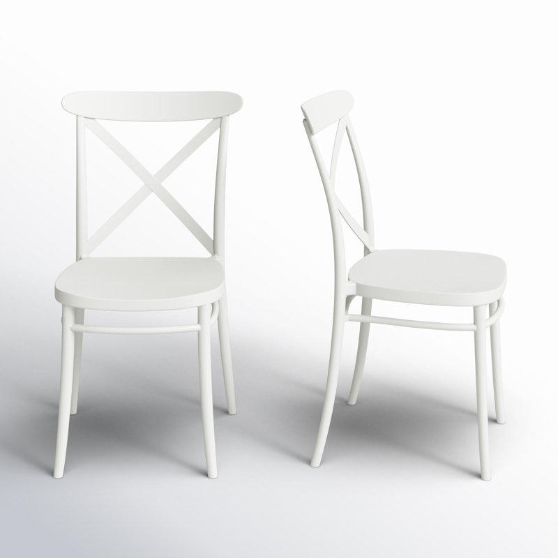 Farrah Stacking Patio Dining Side Chair, White