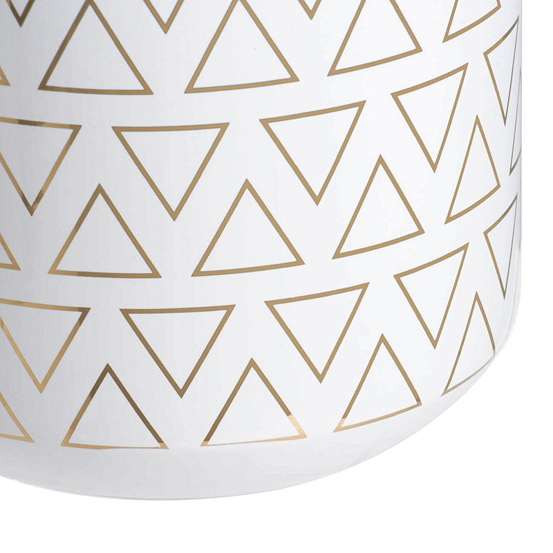 D5.9X7.9 "Vase rond blanc / or