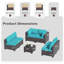 Ensemble de conversation modulaire pour patio en osier 6 personnes avec coussins-109423080