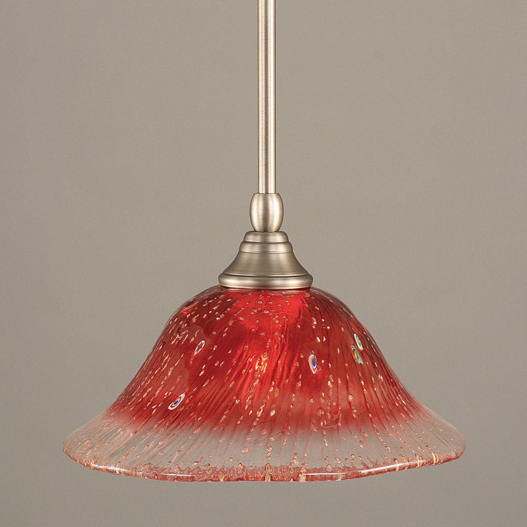 Stem Hung Mini Pendant With 10" Raspberry Crystal Glass Red Barrel Studio® 