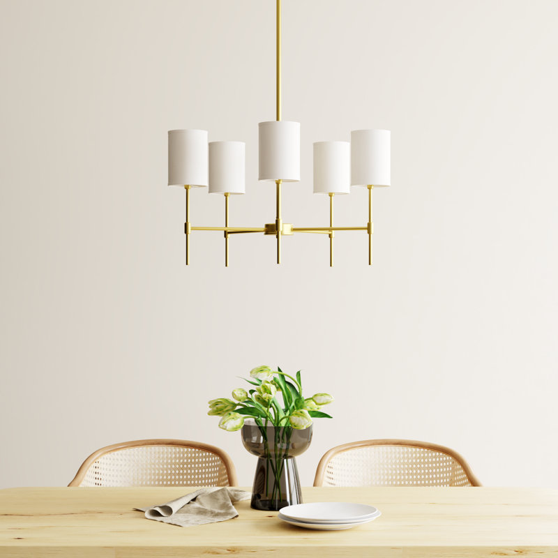 Lustre classique à 5 lumières en laiton naturel Millie, Laiton naturel