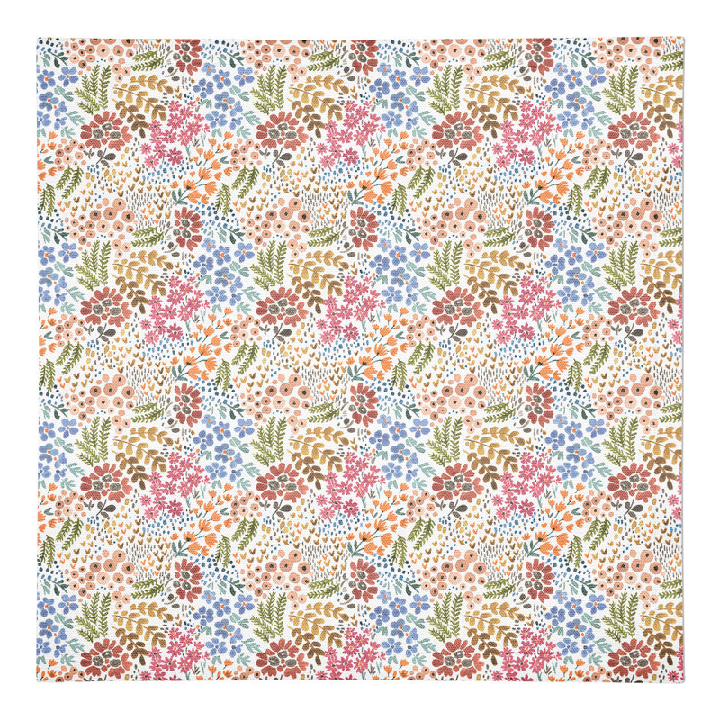 Cotton Floral Square Napkin, White