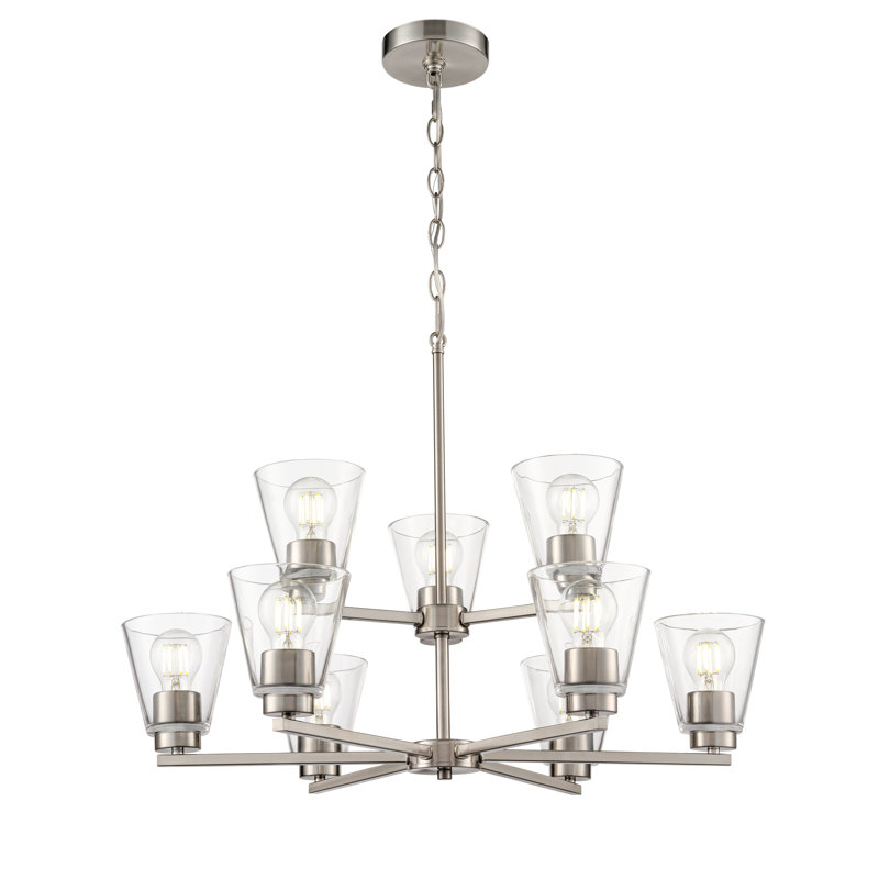 Swanson 28.5" 9-Light Chandelier - Brushed Nickel, Brushed Nickel