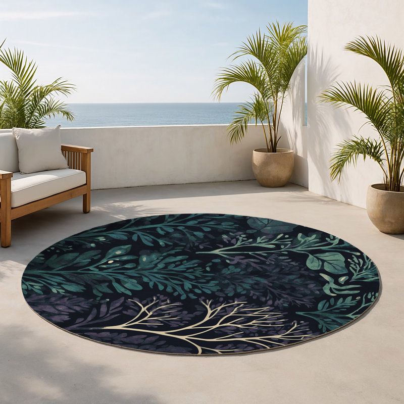 Tapis intérieur et extérieur Lunar Grove, Rond 5 pi