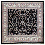 Hand Knotted Wool Area Rug in Black And Ivory