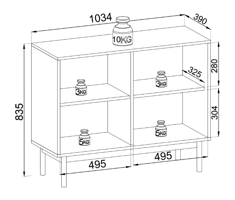 Japandies 103.5cm Sideboard, Brown