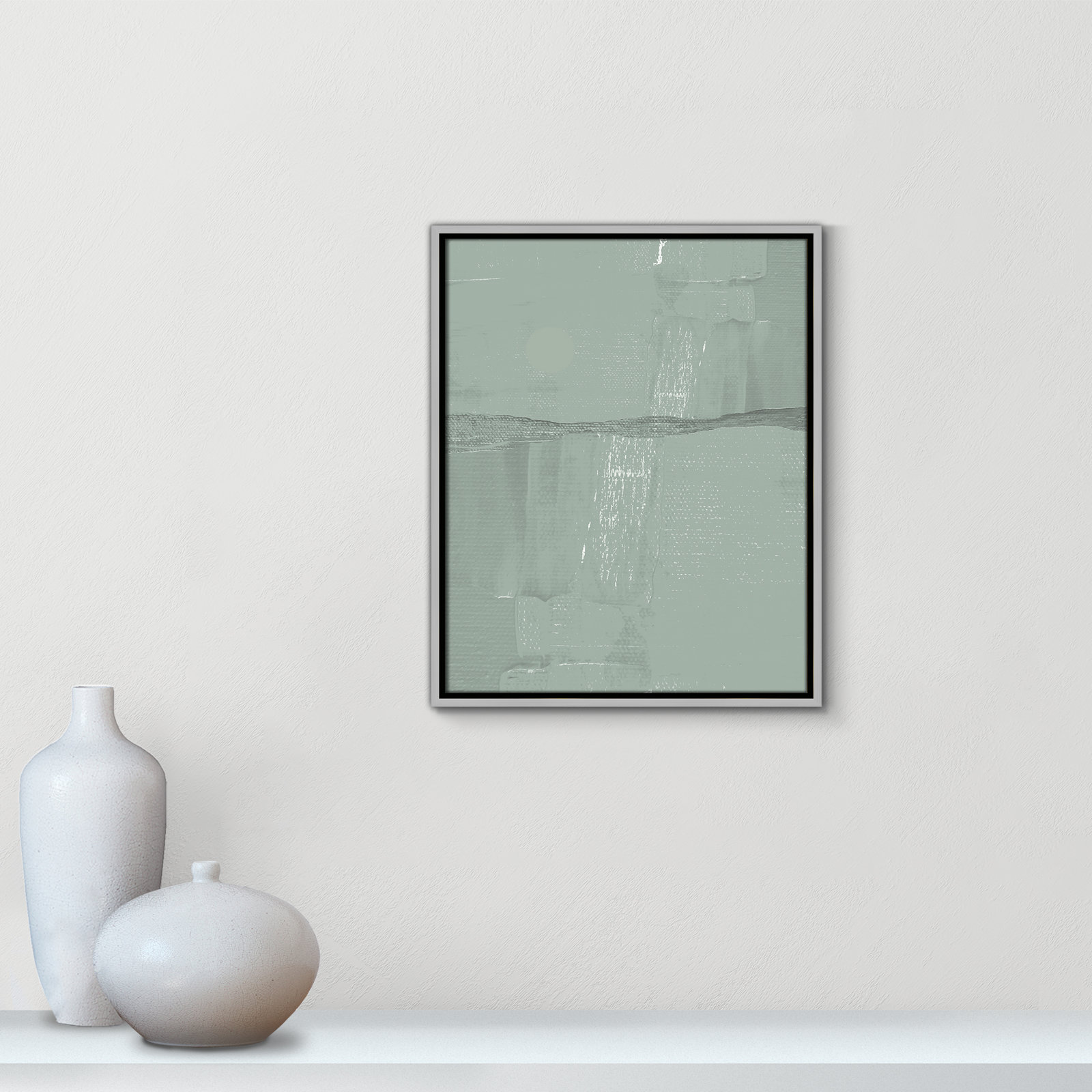 Attica "Sage Abstract" Print, 21.5" H x 17.5" W x 2" D, Silver