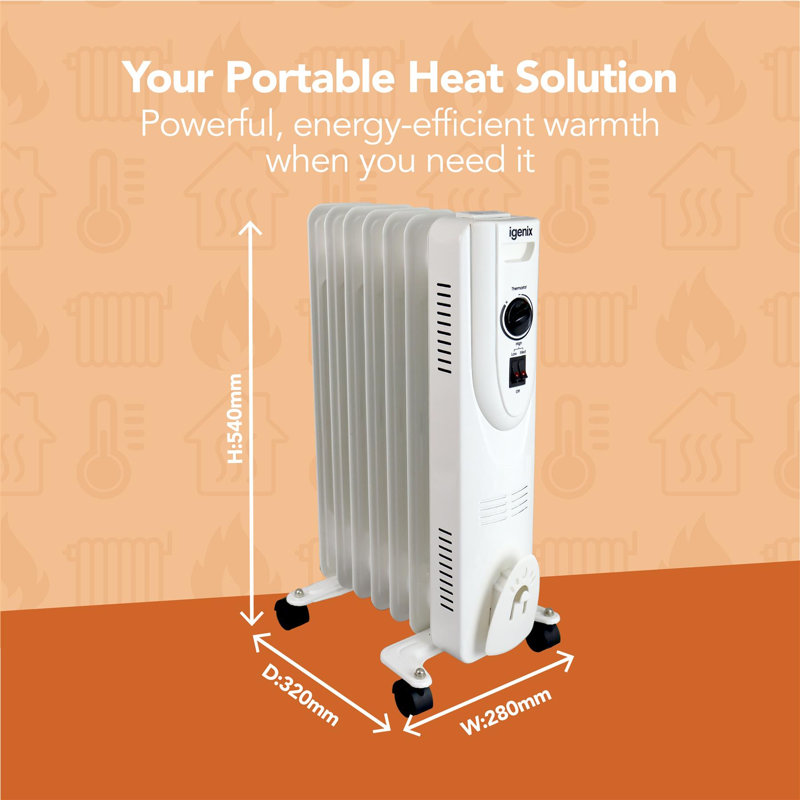 Igenix 1.5kW Oil Filled Radiator White
