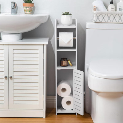 Toilet Paper Holder Stand: Bathroom Storage Cabinet Besi...