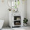 Lavabo de salle de bain 27,8 po Mid-Century avec colonne romaine, meuble-lavabo autoportant Farmhouse avec rangement, meuble-lavabo haut de gamme avec poignées en métal et structure en bois massif