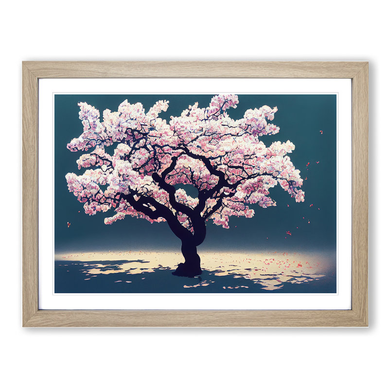 Ethereal Blossom Tree - Framed Print, 25cm H x 34cm W x 2cm D, Oak