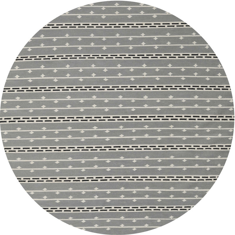 Tapis gris/zone noire contemporaine, Rond 5 pi