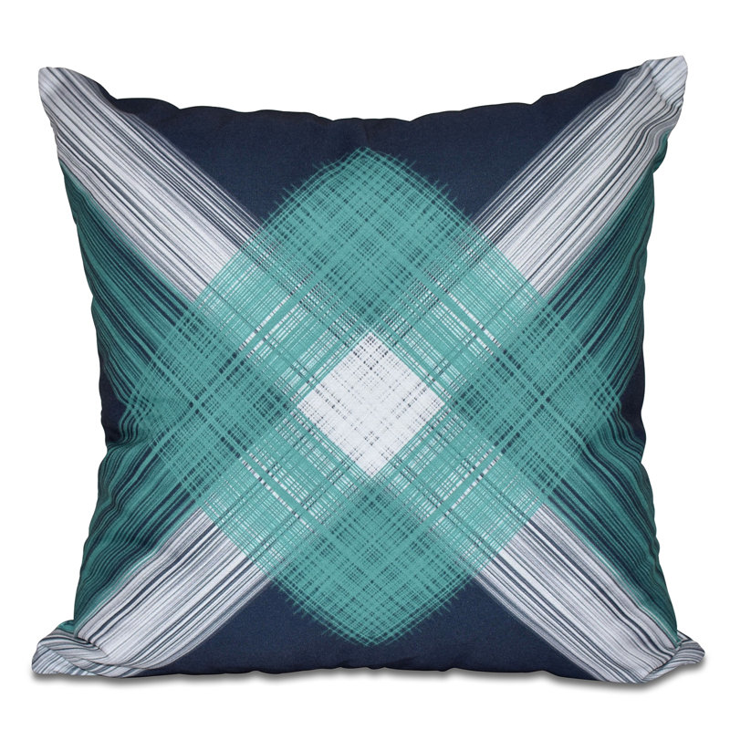 Housse de coussin carrée d’extérieur String art, 16 po x 16 po, Bleu marine