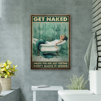 «Mermaid Chilling With Wine» - Toile tendue avec une galerie «Nickel»