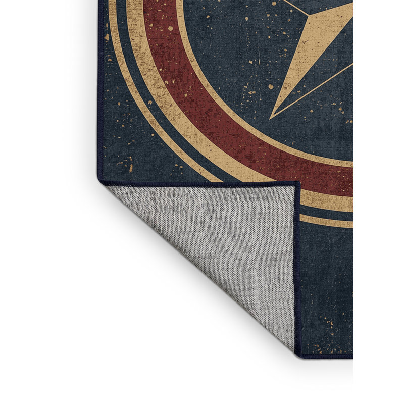 Tapis gris moderne et contemporain lavable à la machine en tissu gris et bleu marine Karlov, 2 x 3